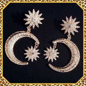 Star Sun Moon rhinestone dangle earrings